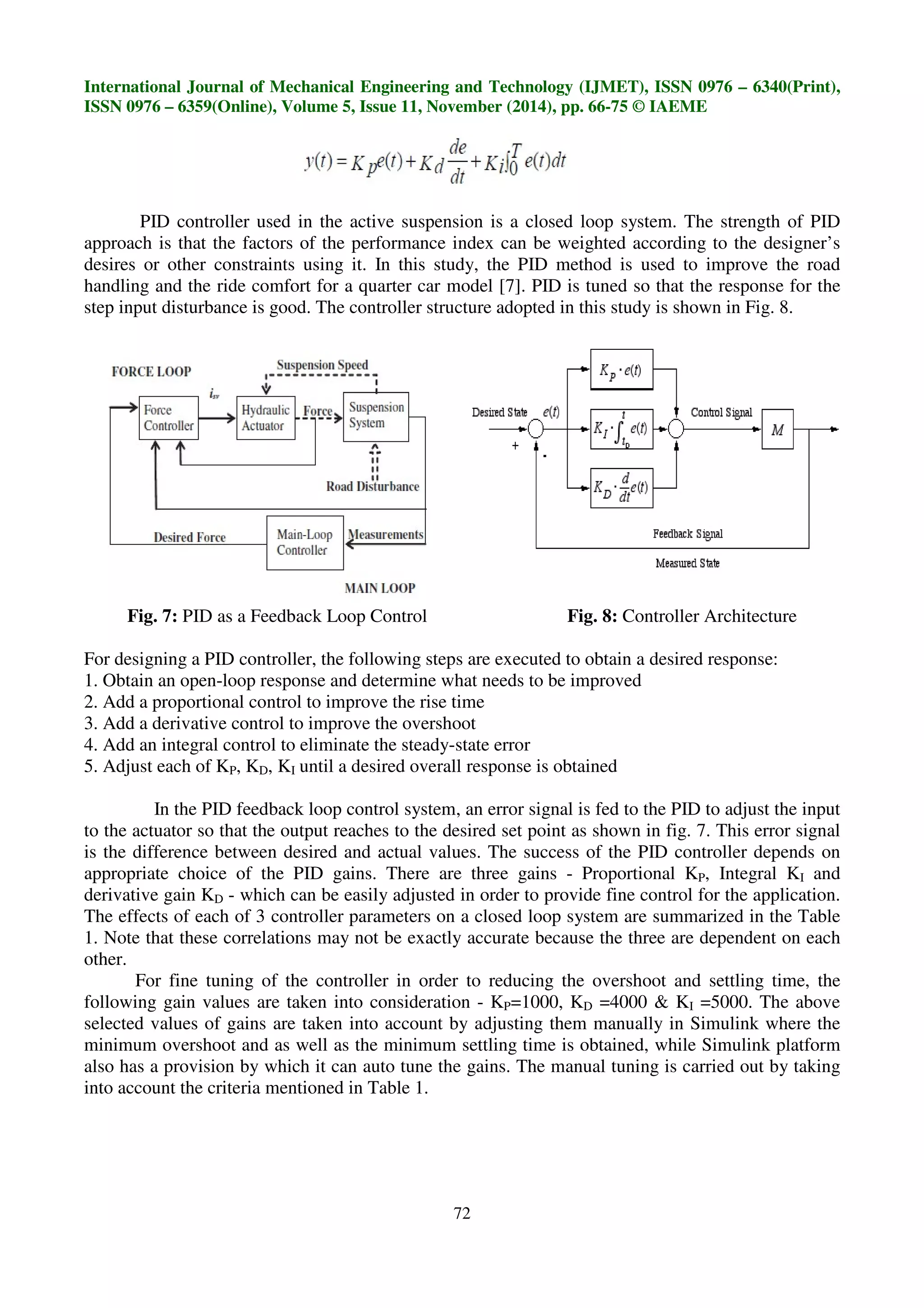 Modelling simulation and control of an active suspension system | PDF
