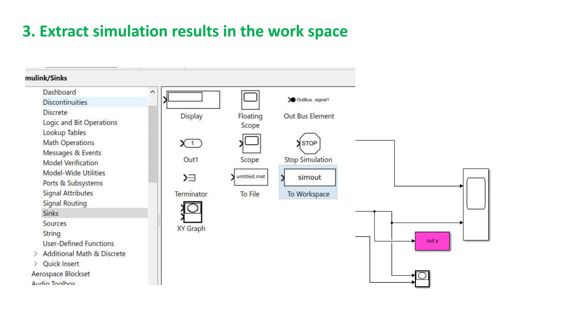 3. Extract simulation results in the work space
 