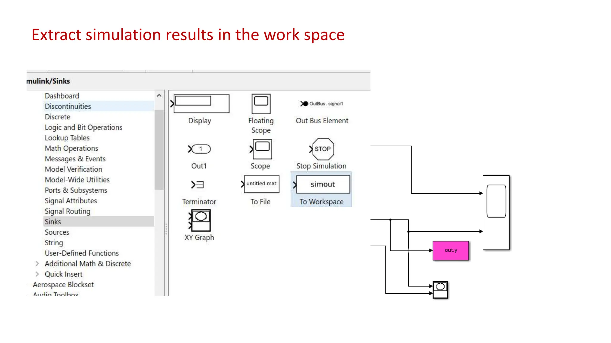 Extract simulation results in the work space
 