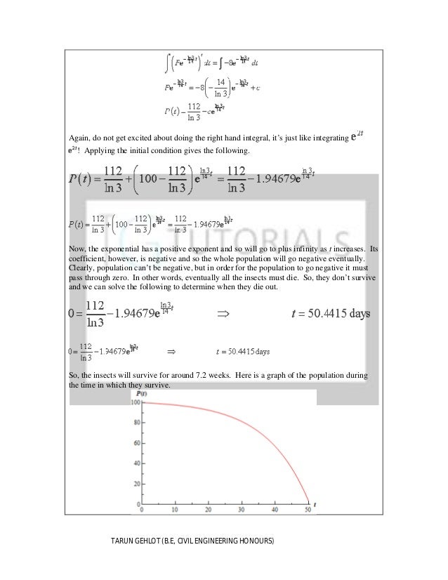 Modelling with first order differential equations