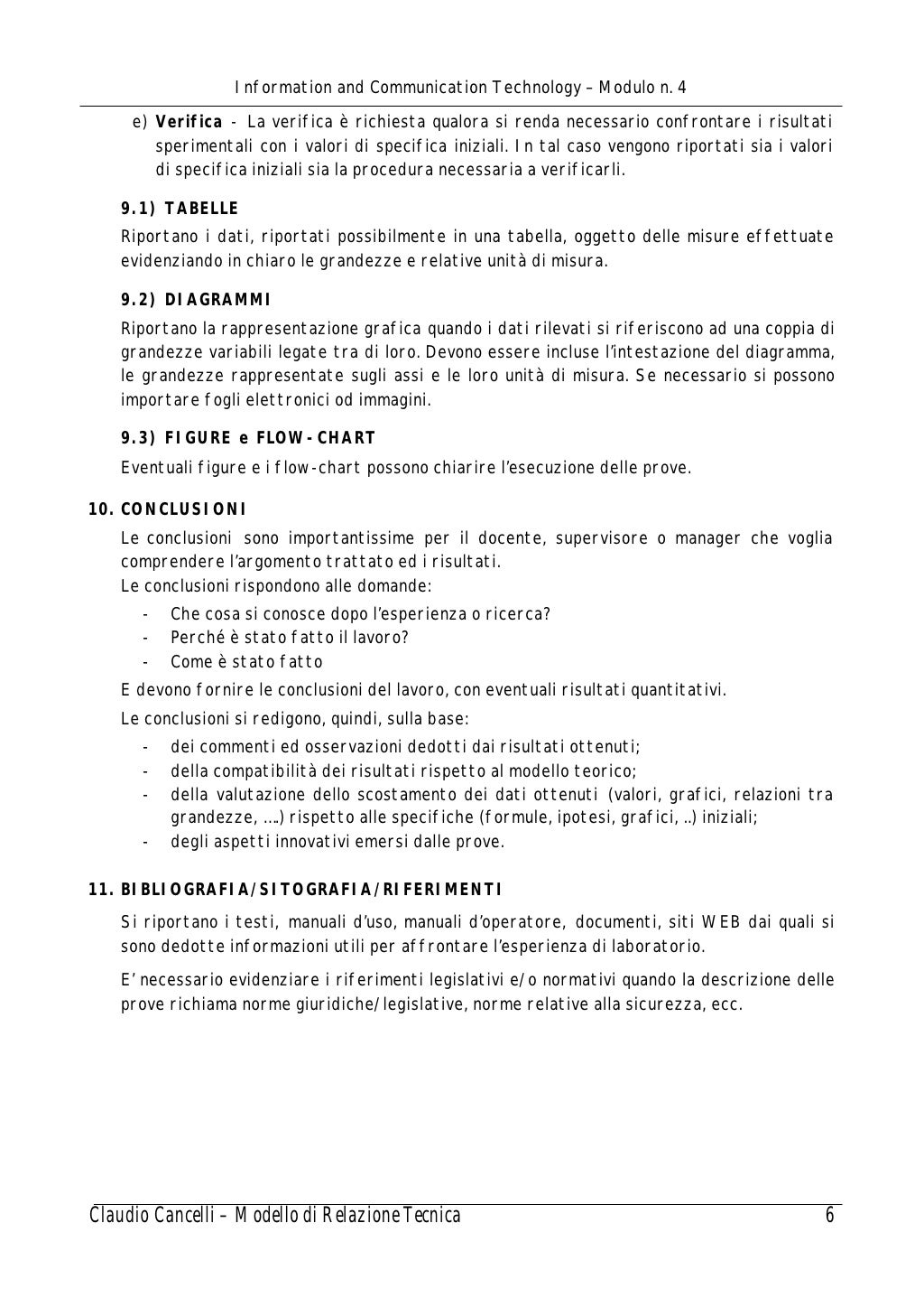 Modello di Relazione Tecnica