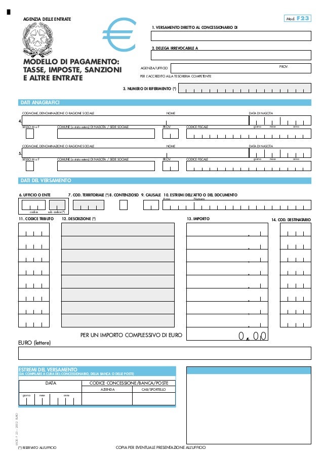 EDITABILE MODELLO F23 SCARICA