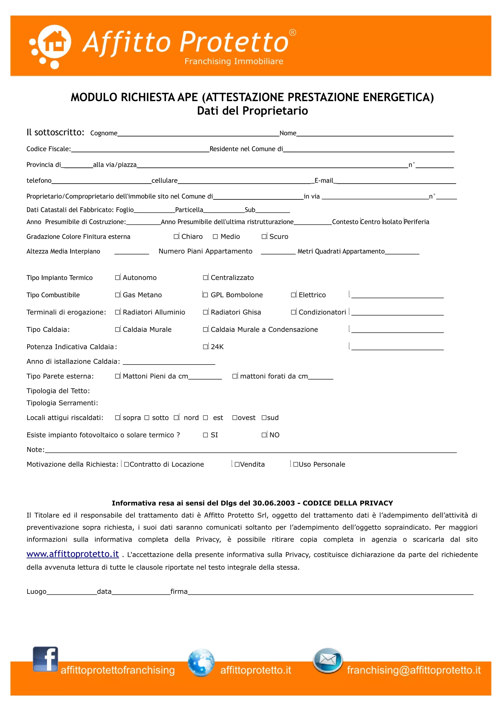 Modello Richiesta APE | PDF