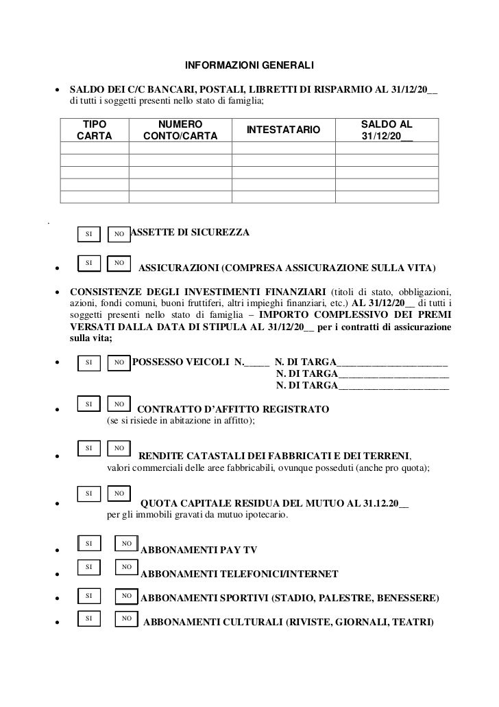 Modulo Stato Di Famiglia - Modulo