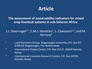 A model to evaluate the sustainability of mixed crop-livestock systems