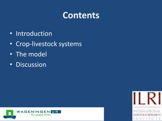 A model to evaluate the sustainability of mixed crop-livestock systems