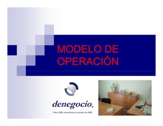 MODELO DE
    OPERACIÓN



denegocio
d n    i                                 ®
Enero 2004, actualizado en octubre de 2008
 