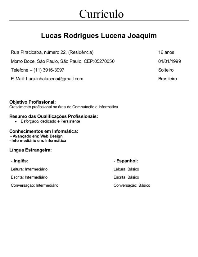 modelo currículo