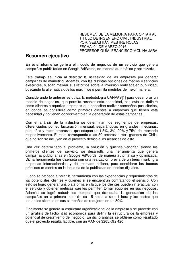 modelos de resumen en ingles