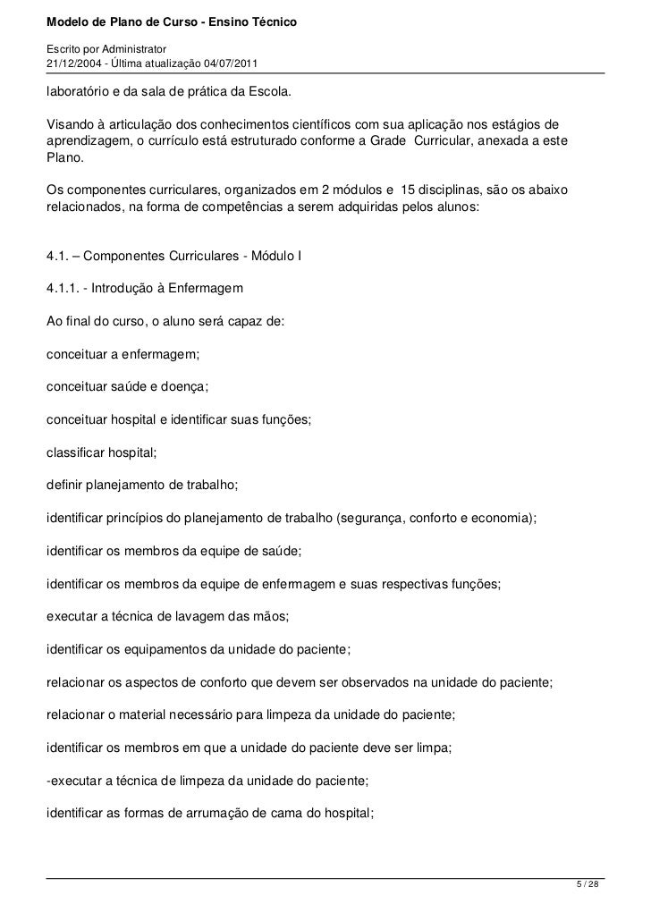 Tecnico em enfermagem grade curricular Tecnico em enfermagem grade curricular
