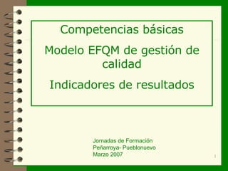 Competencias básicas Modelo EFQM de gestión de calidad Indicadores de resultados Jornadas de Formación  Peñarroya- Pueblonuevo Marzo 2007 