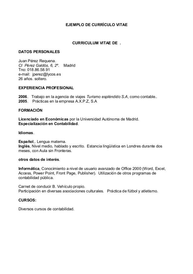 Resume en espanol ejemplos