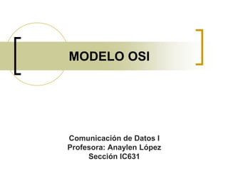 MODELO OSI
Comunicación de Datos I
Profesora: Anaylen López
Sección IC631
 