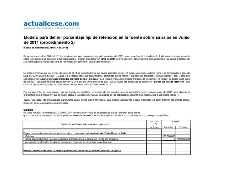 Modelo Para Retencion En La Fuente Por Salarios 2016 | modelo para definir porcentaje fijo de retencion por Modelo Para Retencion En La Fuente Por Salarios 2016 | modelo para definir porcentaje fijo de retencion por