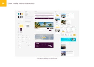 Como começar um projeto de UI DesignUI
Fonte: https://dribbble.com/AlexDeruette
 