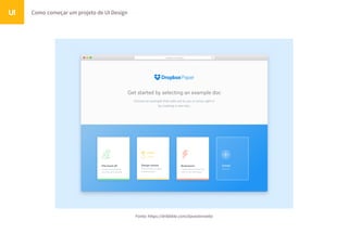 Como começar um projeto de UI DesignUI
Fonte: https://dribbble.com/davestinnette
 