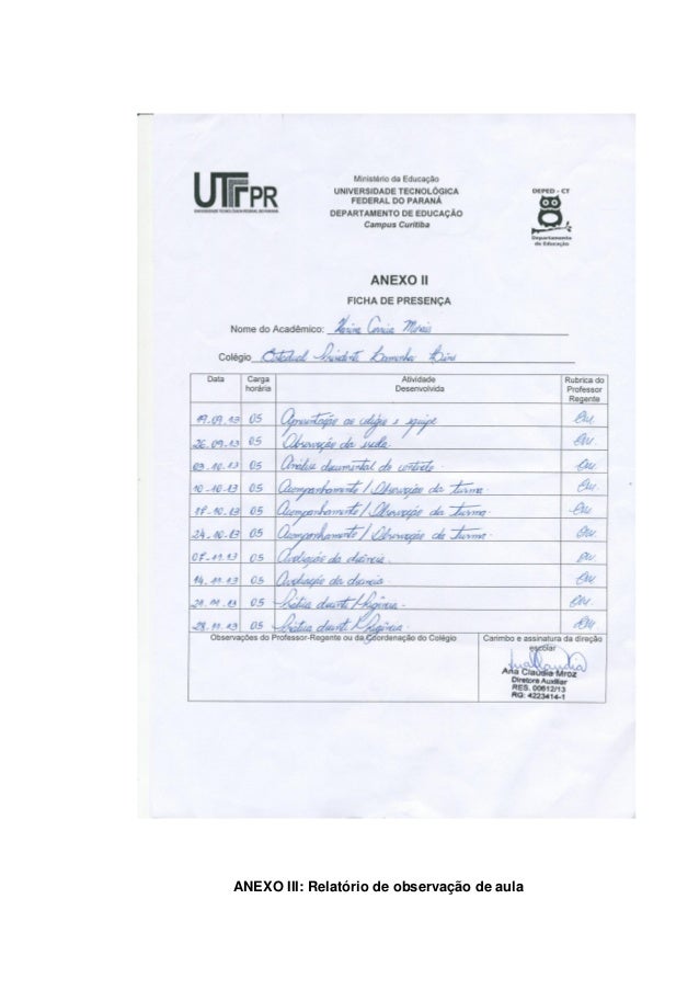 Relatorio De Estagio Supervisionado Ii Pedagogia Ensino Fundamental 