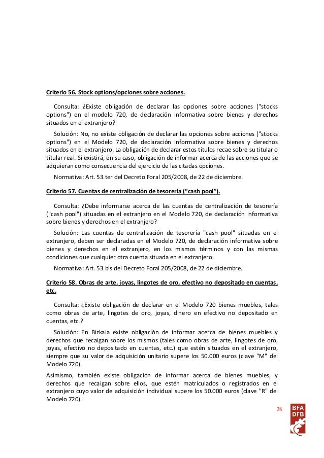 Modelo 720 y stock options