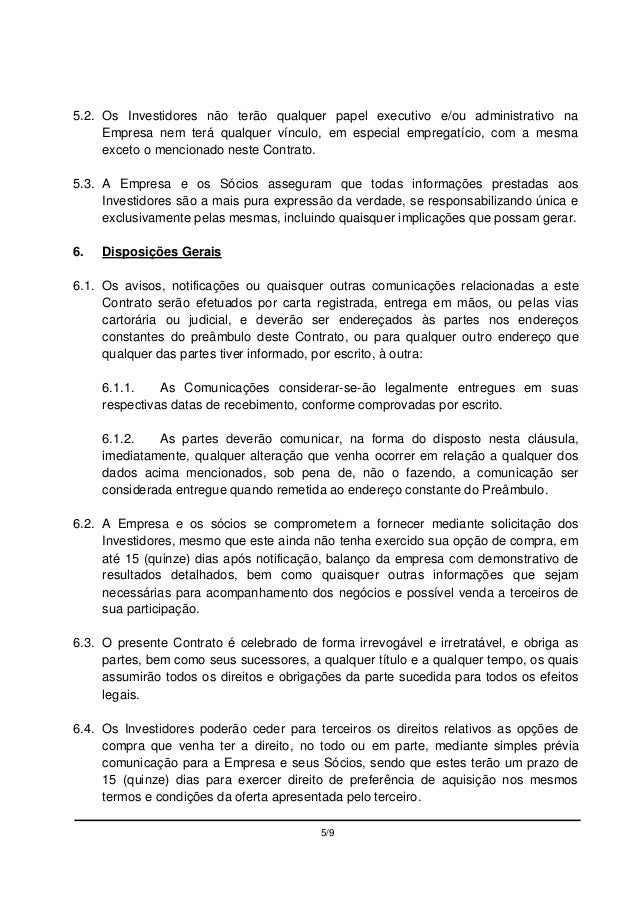 Modelo de Contrato de Investimento por Opções - Altivia 