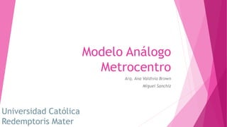 Modelo Análogo
Metrocentro
Arq. Ana Valdivia Brown
Miguel Sanchiz
Universidad Católica
Redemptoris Mater
 