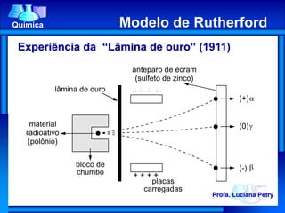 Modelo de Rutherford
Experiência da “Lâmina de ouro” (1911)
Química Modelo de Rutherford
Profa. Luciana Petry
 