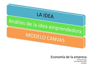 Modelo Canvas
Economía de la empresa
IES Lope de Vega
Santa María de Cayón
Cantabria
 