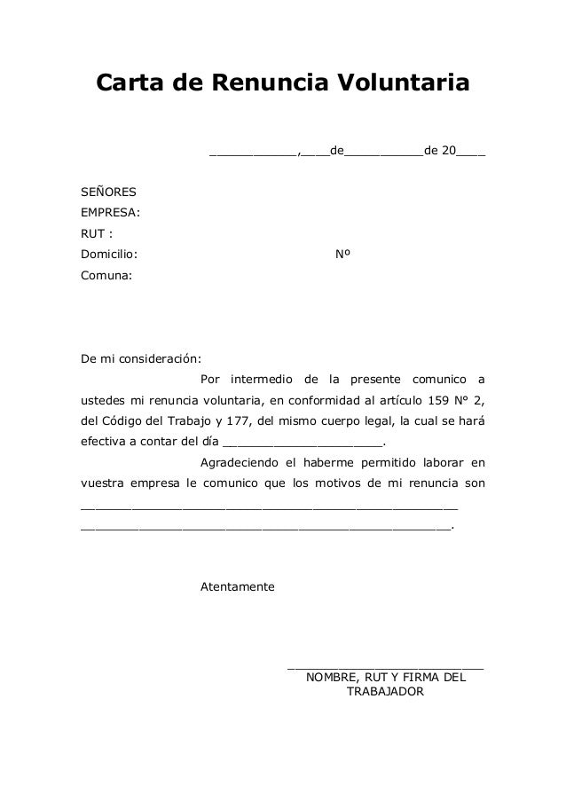 Formato Modelo De Carta De Renuncia En Word Modelo De Informe Pdmrea