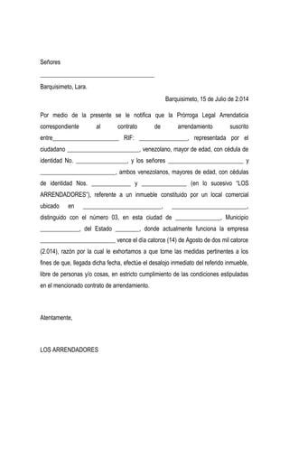 Modelo carta desalojo