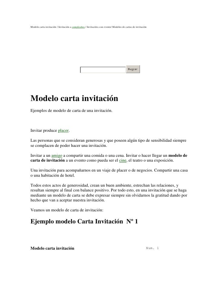 Modelo carta invitación