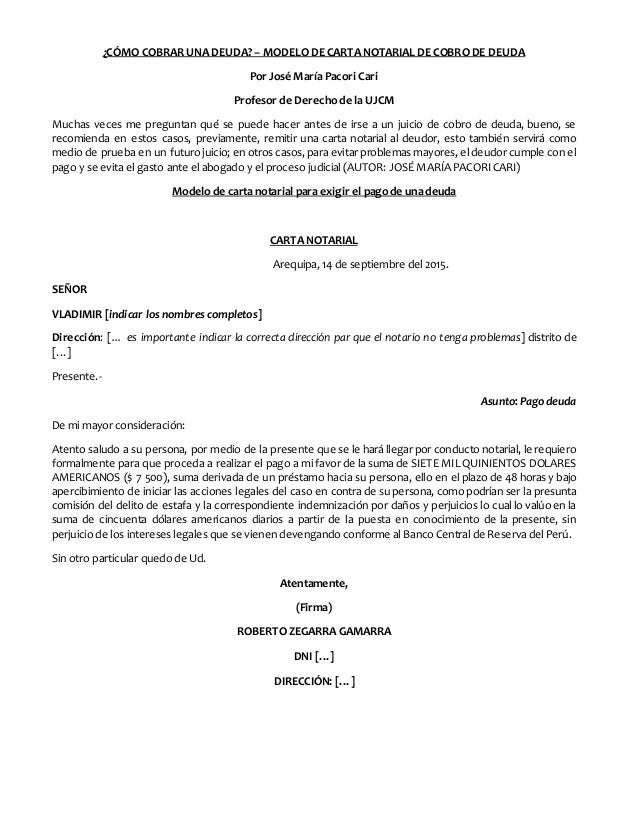 Ejemplo De Carta Para Cobrar Una Deuda Opciones De Ejemplo