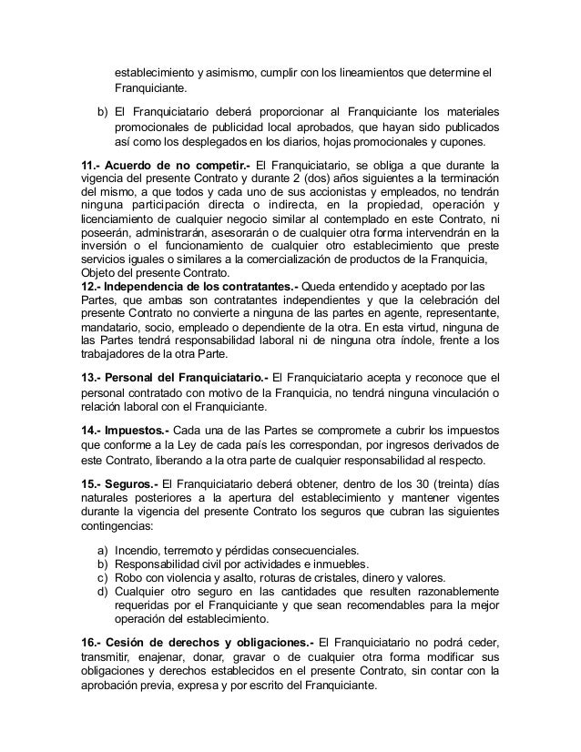 Modelo contrato franquicia