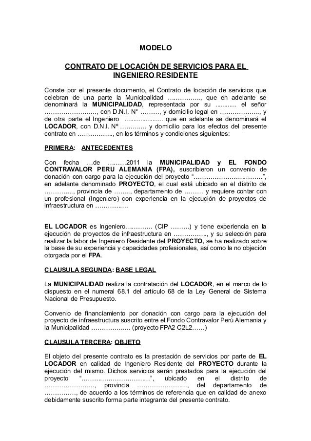 Locacion de servicios ejemplos