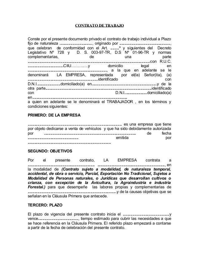 Como Se Hace Un Contrato De Trabajo Ejemplo Compartir