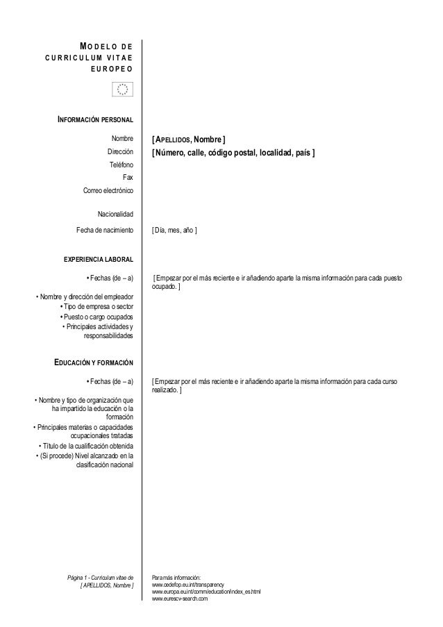 Modelo curriculum europeo