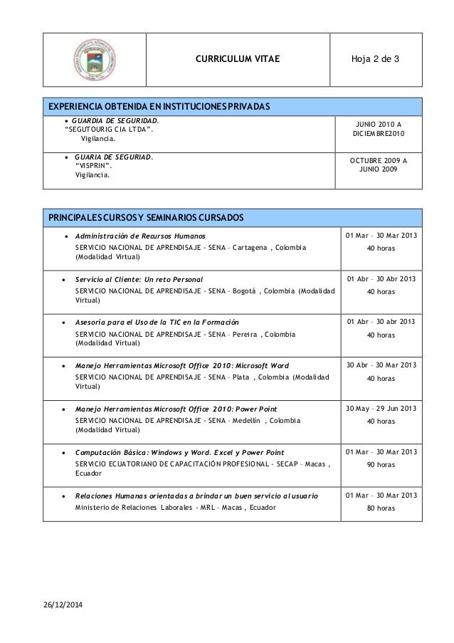 formato de curriculum word