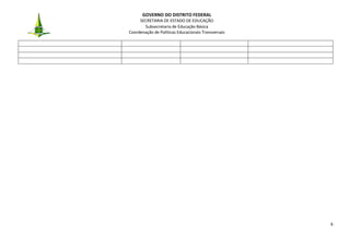 GOVERNO DO DISTRITO FEDERAL
SECRETARIA DE ESTADO DE EDUCAÇÃO
Subsecretaria de Educação Básica
Coordenação de Políticas Educacionais Transversais
6
 