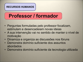 Comunicação síncrona - permite a resolução imediata de problemas e fomenta a interacção - Exemplos:
