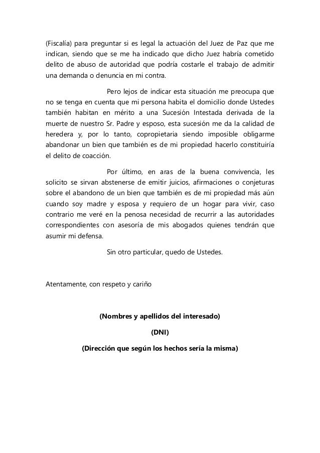 Modelo de carta notarial a sus mismos familiares por 