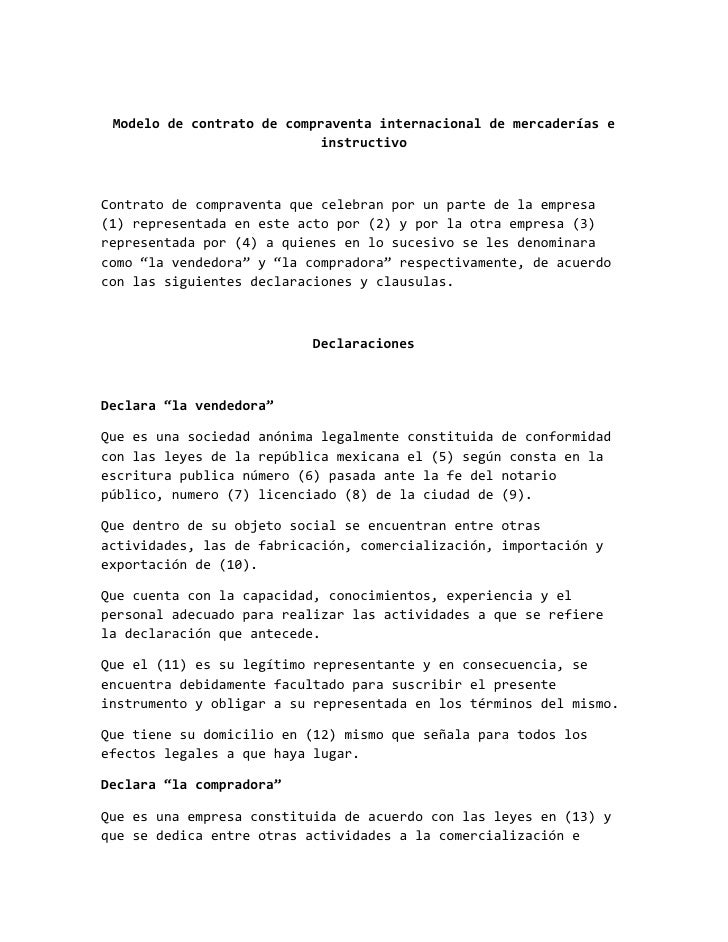 Modelo de contrato de compraventa internacional de ...