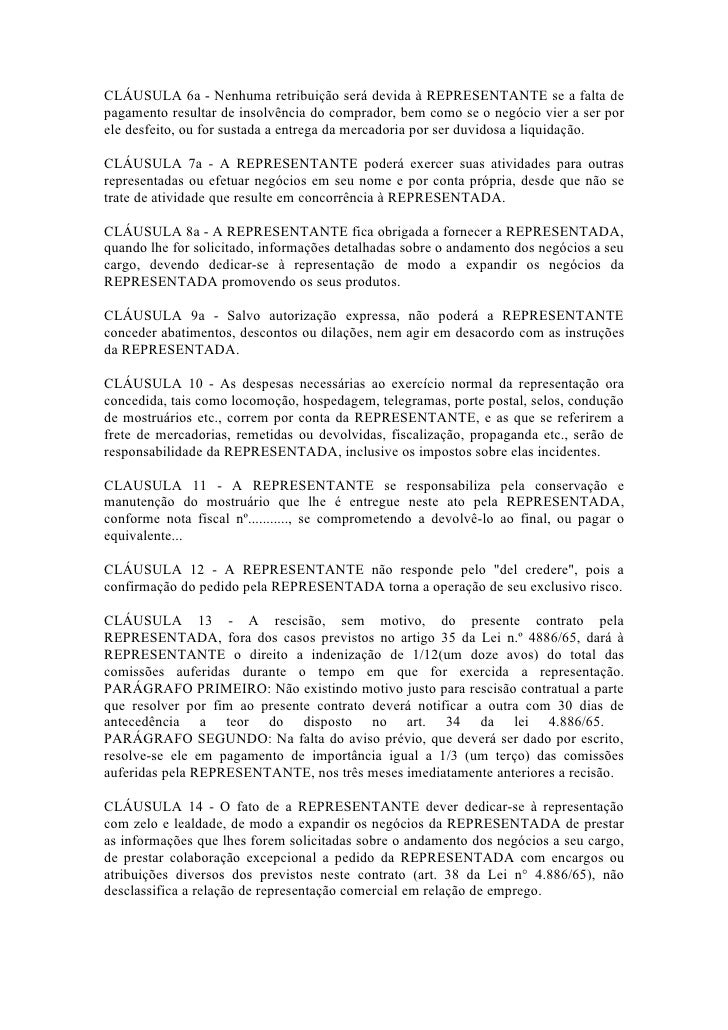 Modelo De Contrato Entre Representante E Representada