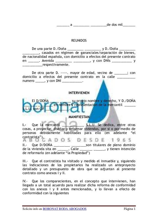 Modelo de contrato reforma vivienda Modelo de contrato reforma vivienda