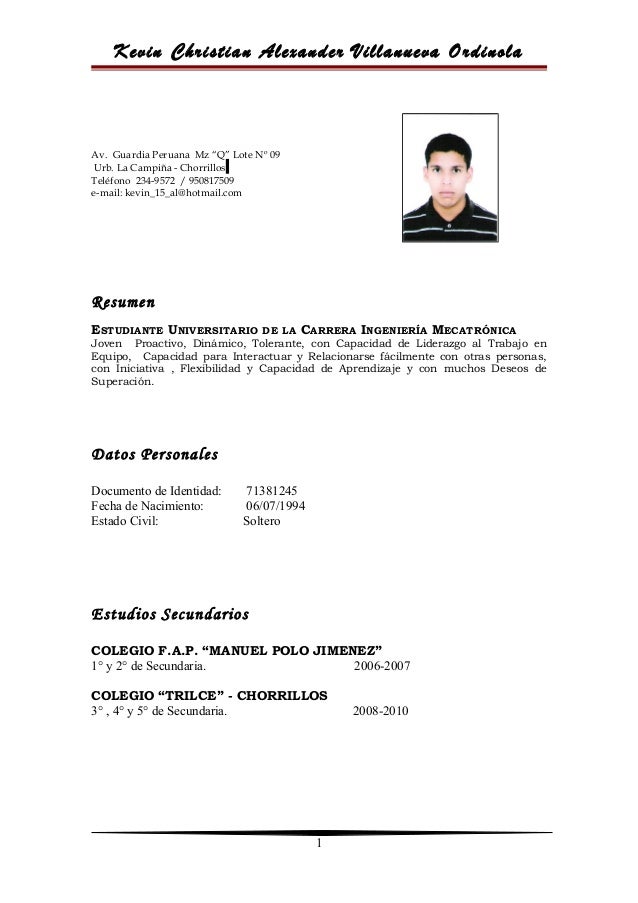 modelo de curriculum vitae
