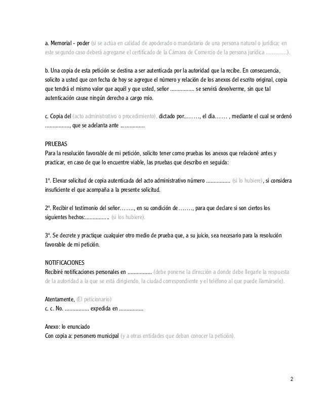 Modelo de derecho de petición