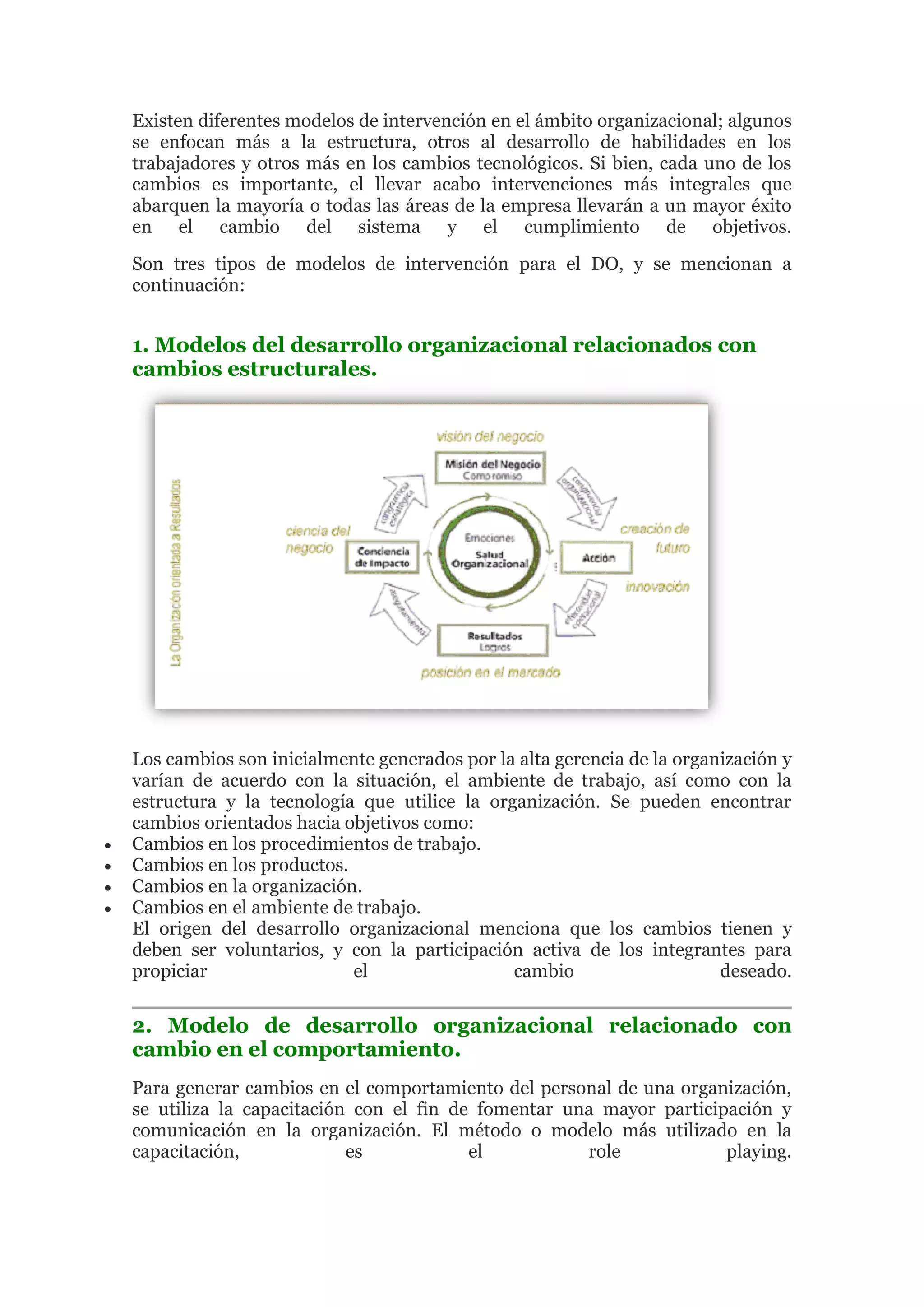 Modelos de desarrollo organizacional | PDF