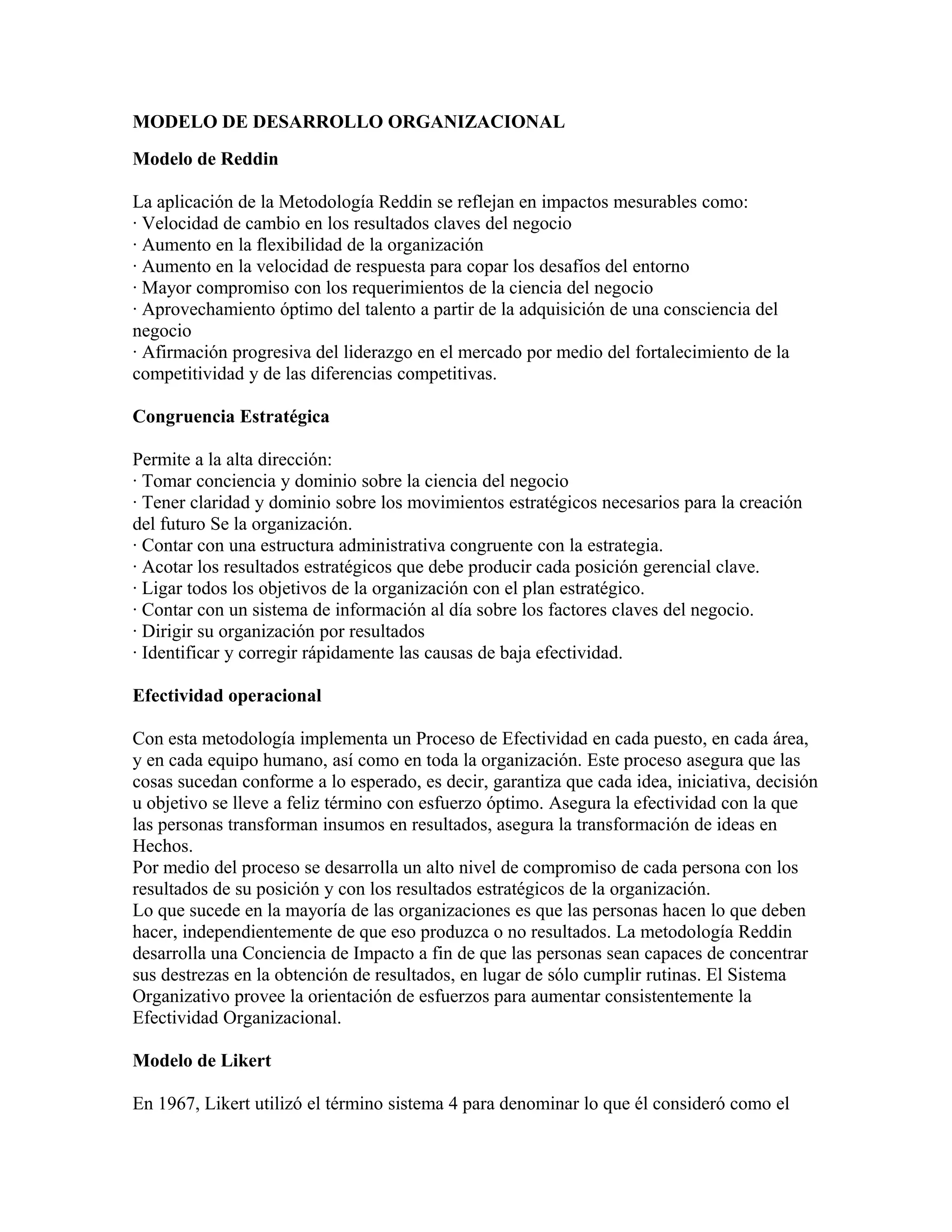 Modelo de desarrollo organizacional | DOC
