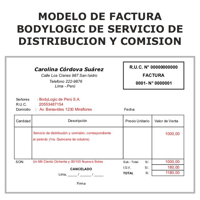 ejemplo de facturas