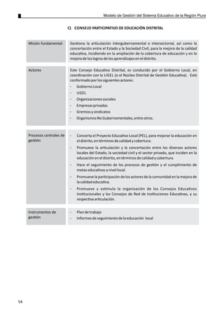 Modelo de gestion del sistema educativo regional de piura | PDF