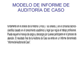 MODELO DE INFORME DE
 AUDITORÍA DE CASO
 