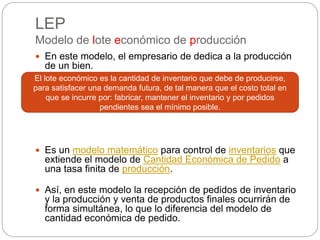 Modelo de lote económico de producción y modelo