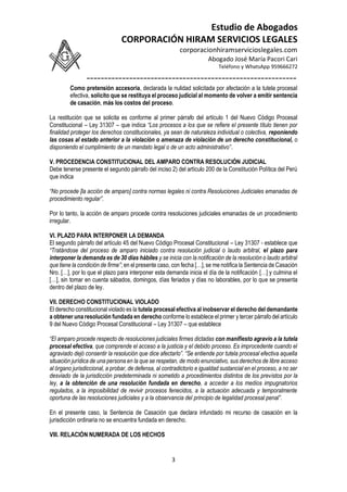 MODELO DE DEMANDA DE AMPARO CONTRA RESOLUCIÓN DE LA CORTE SUPREMA | PDF